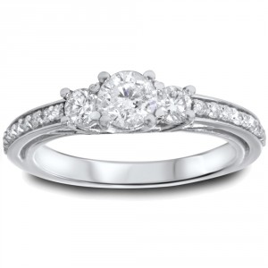 White Gold 1 1/4ct TDW Diamond 3-stone Engagement Ring - Handcrafted By Name My Rings™
