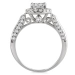 White Gold 1 1/4ct TDW Diamond Halo Engagement Ring - Handcrafted By Name My Rings™