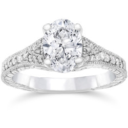 White Gold 1 1/4ct TDW Vintage Oval Diamond Engagement Ring - Handcrafted By Name My Rings™