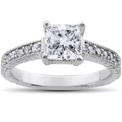 White Gold 1 1/4ct TDW Vintage Princess Cut Clarity Enhanced Diamond Ring - Handcrafted By Name My Rings™