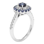 White Gold 1 1/5ct Diamond and Sapphire Engagement Ring - Handcrafted By Name My Rings™