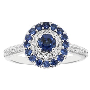 White Gold 1 1/5ct Diamond and Sapphire Engagement Ring - Handcrafted By Name My Rings™