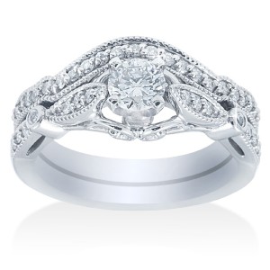 White Gold 1 1/5ct TDW Vintage Diamond Bridal Set - Handcrafted By Name My Rings™