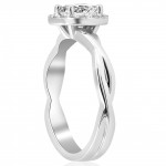 White Gold 1 1/6 ct TDW Diamond Halo Clarity Enhanced Interwined Vine Engagement Ring - Handcrafted By Name My Rings™