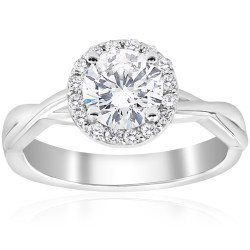 White Gold 1 1/6 ct TDW Diamond Halo Clarity Enhanced Interwined Vine Engagement Ring - Handcrafted By Name My Rings™