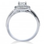 White Gold 1 1/6ct TDW Halo Diamond Bridal Set - Handcrafted By Name My Rings™