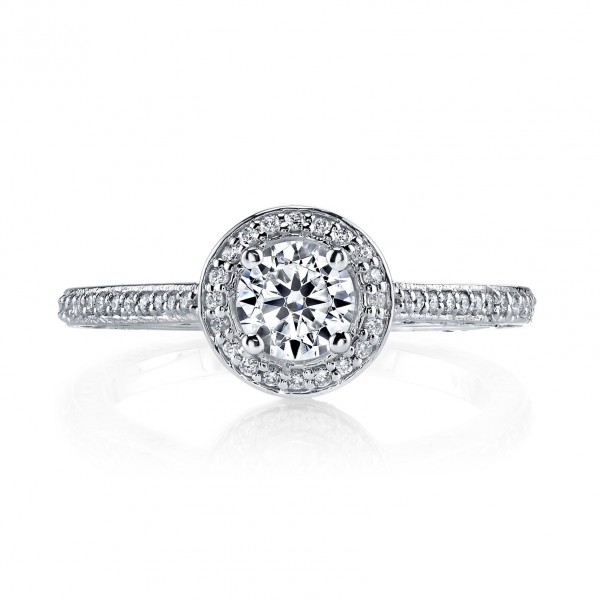 White Gold 1 1/6ct TDW Halo Round Diamond Engagement Ring - Handcrafted By Name My Rings™