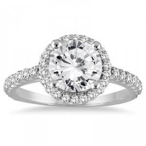 White Gold 1 1/8ct TDW Diamond Halo Engagement Ring - Handcrafted By Name My Rings™