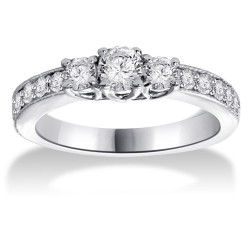 White Gold 1/ 2ct TDW Three-stone Diamond Ring - Handcrafted By Name My Rings™