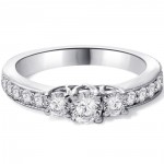 White Gold 1/ 2ct TDW Three-stone Diamond Ring - Handcrafted By Name My Rings™