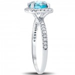 White Gold 1 3/4 ct TDW Blue Diamond Cushion Halo Engagement Ring With Accents - Handcrafted By Name My Rings™