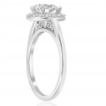 White Gold 1 3/4 ct TDW Diamond Halo Vintage Engagement Anniversary Ring - Handcrafted By Name My Rings™
