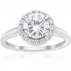 White Gold 1 3/4 ct TDW Diamond Halo Vintage Engagement Anniversary Ring - Handcrafted By Name My Rings™