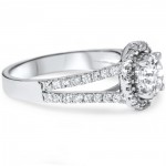 White Gold 1 3/4 ct TDW White Diamond Split Shank Halo Bridal Set - Handcrafted By Name My Rings™