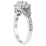 White Gold 1 3/8 ct TDW Diamond Clarity Enhanced Vintage Halo Engagement Ring - Handcrafted By Name My Rings™