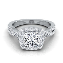 White Gold 1 3/8ct TDW Princess Diamond Square Halo Engagement Ring - Handcrafted By Name My Rings™
