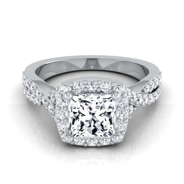 White Gold 1 3/8ct TDW Princess Diamond Square Halo Engagement Ring - Handcrafted By Name My Rings™