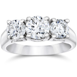 White Gold 1 3/8ct Three Stone Round Cut Lab Grown Diamond Engagement Ring - Handcrafted By Name My Rings™