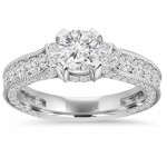 White Gold 1 5/ 8 ct. TDW Vintage Diamond Engagement Ring - Handcrafted By Name My Rings™
