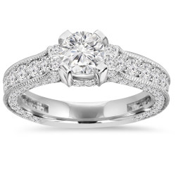 White Gold 1 5/ 8 ct. TDW Vintage Diamond Engagement Ring - Handcrafted By Name My Rings™