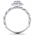 White Gold 1 ct Lab Grown Diamond Vintage Braided Halo Engagement Ring & Matching Band - Handcrafted By Name My Rings™