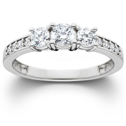 White Gold 1 ct TDW Diamond 3-stone Engagement Ring - Handcrafted By Name My Rings™