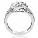 White Gold 1 ct TDW Diamond Cushion Halo Engagement Ring White Gold - Handcrafted By Name My Rings™