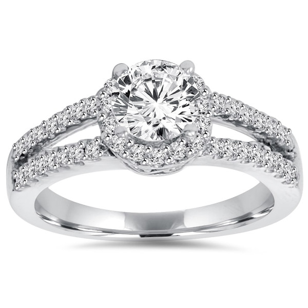 White Gold 1 ct TDW Lab-Grown Diamond Halo Engagement Ring - Handcrafted By Name My Rings™