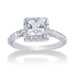 White Gold 1.1ct TDW Princess Diamond Halo Engagement Ring - Handcrafted By Name My Rings™