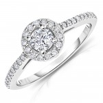White Gold 1/2 ct TDW Diamond Halo Engagement Ring - Handcrafted By Name My Rings™