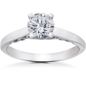 White Gold 1/2 ct TDW Lab Grown Eco Friendly Diamond Gabriella Vintage Accent Engagement Ring - Handcrafted By Name My Rings™