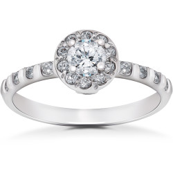 White Gold 1/2 ct TDW Vintage Halo Diamond Engagement Ring - Handcrafted By Name My Rings™