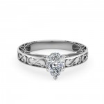 White Gold 1/2CTtw Pear Shaped Diamond Solitaire Engagement Ring by Fascinating Diamonds - Handcrafted By Name My Rings™