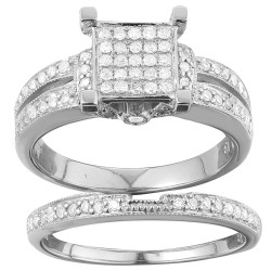White Gold 1/2ct Diamond Engagement, Anniversary Ring Set - Handcrafted By Name My Rings™