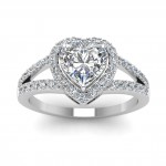 White Gold 1/2ct Heart-cut Diamond Engagement Rings by Fascinating Diamonds - Handcrafted By Name My Rings™