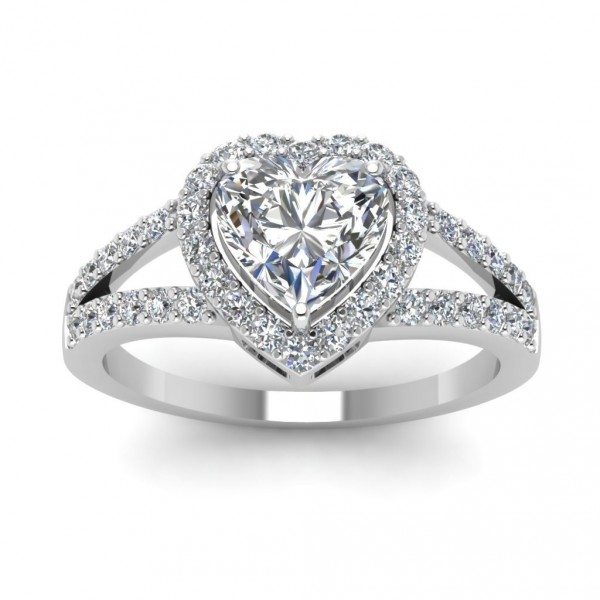 White Gold 1/2ct Heart-cut Diamond Engagement Rings by Fascinating Diamonds - Handcrafted By Name My Rings™