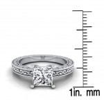 White Gold 1/2ct Round Diamond Solitaire Scroll Detail Shank Engagement Ring - Handcrafted By Name My Rings™