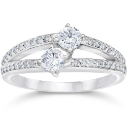White Gold 1/2ct TDW 2-stone Forever Us Diamond Engagement Ring - Handcrafted By Name My Rings™