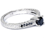 White Gold 1/2ct TDW Black Diamond Vintage Engagement Ring - Handcrafted By Name My Rings™