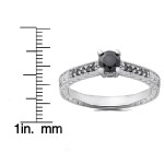 White Gold 1/2ct TDW Black Diamond Vintage Engagement Ring - Handcrafted By Name My Rings™