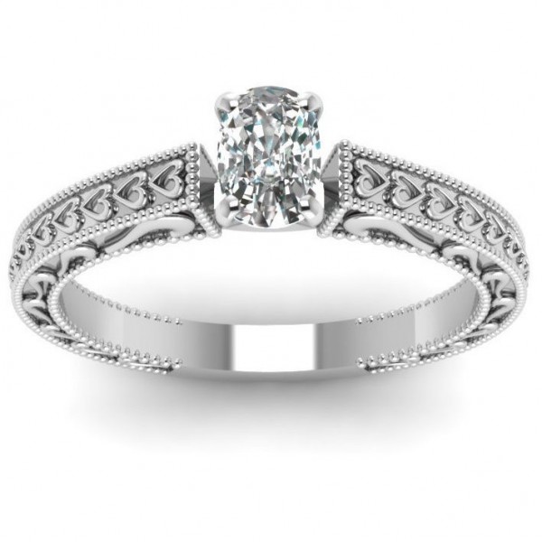 White Gold 1/2ct TDW Cushion-cut Diamond Solitaire Ring by Fascinating Diamonds - Handcrafted By Name My Rings™