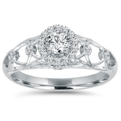 White Gold 1/2ct TDW Diamond Vintage Engagement Ring - Handcrafted By Name My Rings™