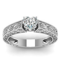 White Gold 1/2ct TDW Heart Diamond Ring by Fascinating Diamonds - Handcrafted By Name My Rings™