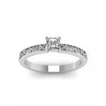 White Gold 1/2ct TDW Princess-cut Diamond Solitaire and Floral Engraved Engagement Ring  K, SI - Handcrafted By Name My Rings™