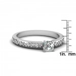 White Gold 1/2ct TDW Princess-cut Diamond Solitaire and Floral Engraved Engagement Ring  K, SI - Handcrafted By Name My Rings™