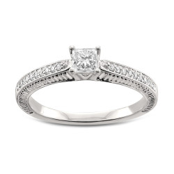 White Gold 1/2ct TDW Princess-cut White Diamond Engagement Ring - Handcrafted By Name My Rings™