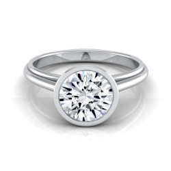 White Gold 1/2ct TDW Round Diamond Bezel Solitaire Engagement Ring - Handcrafted By Name My Rings™