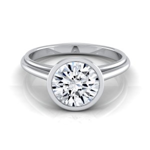 White Gold 1/2ct TDW Round Diamond Bezel Solitaire Engagement Ring - Handcrafted By Name My Rings™