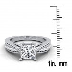 White Gold 1/2ct TDW Round Diamond Leaf Texture Design Engagement Ring - Handcrafted By Name My Rings™