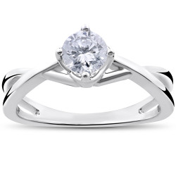 White Gold 1/2ct TDW Round Solitaire Diamond Vintage Twist Engagement Ring - Handcrafted By Name My Rings™